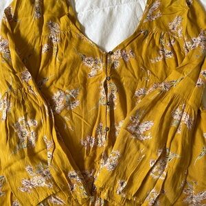 Billabong Mustard Floral Blouse